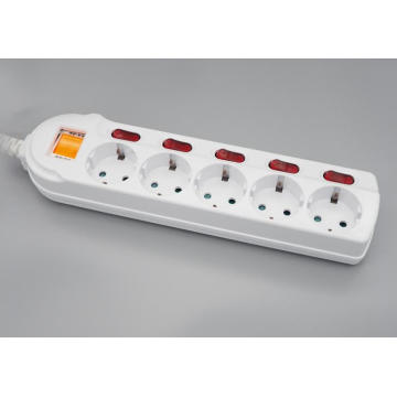 5-Outlet Germany Standard Power Strip Independent switches